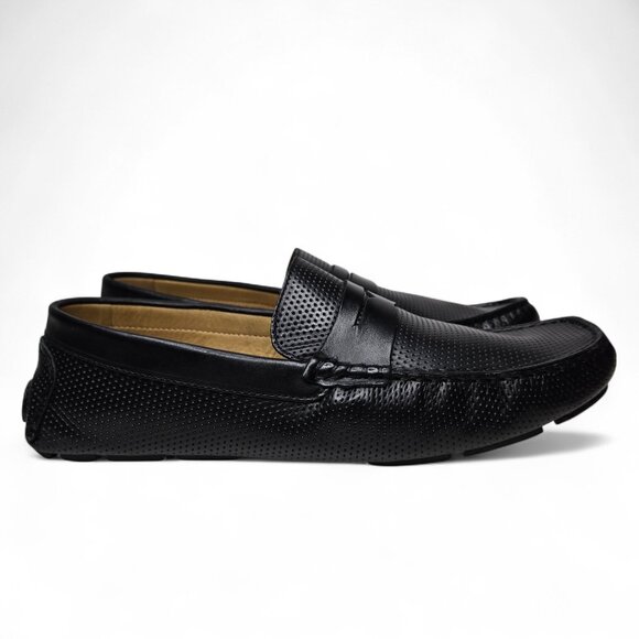 Mercanti Fiorentini Relax Driving Loafers Men's Black Perforated MF-3601 10M - Picture 4 of 8